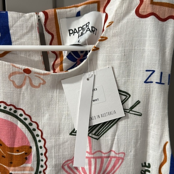 NWT Viral Aperol Spritz Linen Blend Mini Dress Sleeveless L - Picture 2 of 4